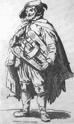 Blinde draailierspeler, Jacques Callot 1622